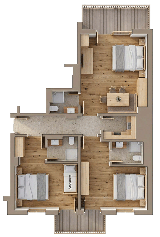 Grundriss der Wohnung 50 für bis zu 8 Personen in Saalbach Hinterglemm