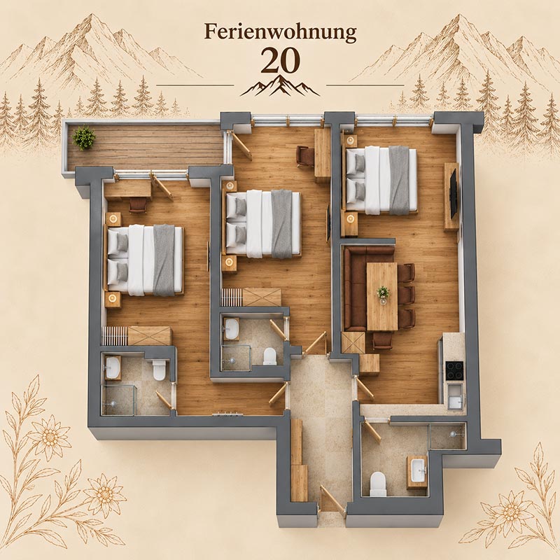 Grundriss von Ferienwohnung 20