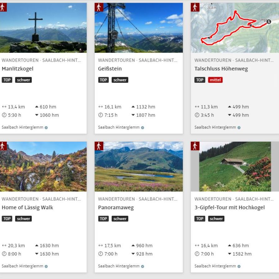 Interaktive Wanderkarte Saalbach Hinterglemm