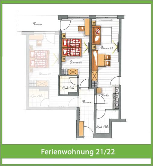 Grundriss-Beispiel Ferienwohnung für 4 Personen - FEWO Saalbach