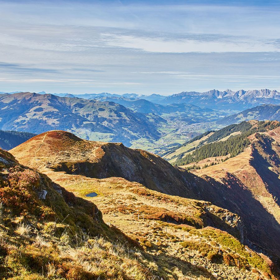 Aussicht auf den Wilden Kaiser und Kitzbühel