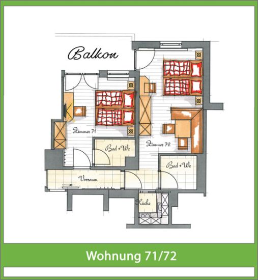 Grundriss-Beispiel Ferienwohnung für 4 Personen