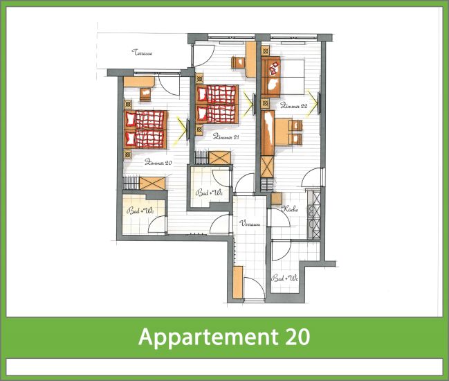 Grundriss Ferienwohnung für 4 - 6 Personen