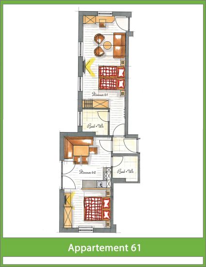 Grundriss Ferienwohnung für 4 Personen