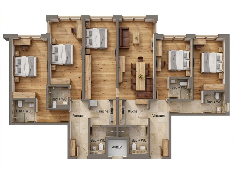 Ferienwohnung für 10 Personen - 5 Schlafzimmer