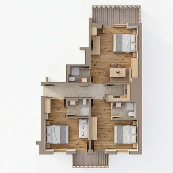 Grundriss Ferienwohnung für 8 Personen direkt an der Piste