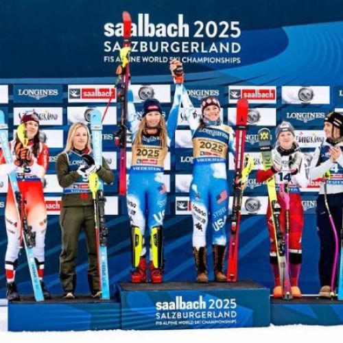 Siegerbild der Team Kombination der Damen in Saalbach 2025