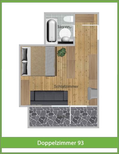 Grundriss von Doppelzimmer 93 im Bauernhaus